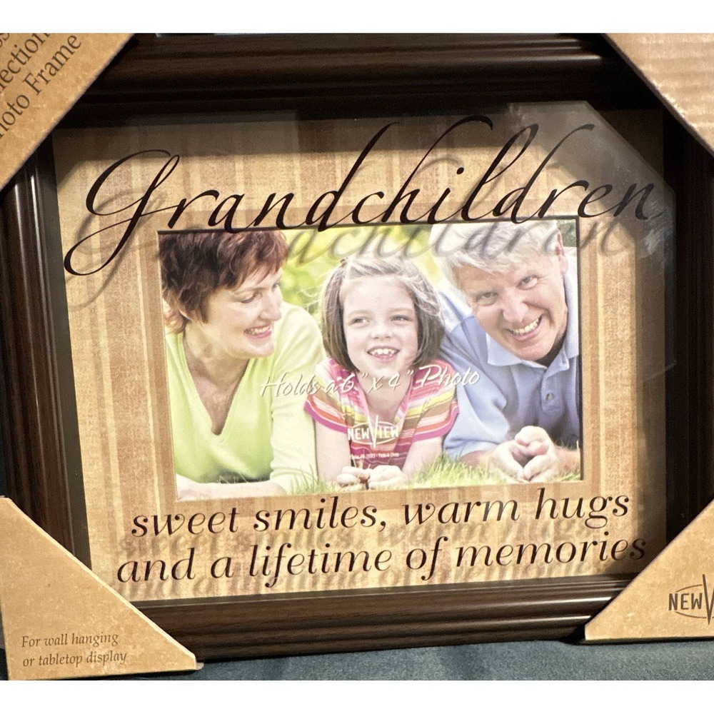 New View Grandchildren Photo Frame 4x6 Glass Reflection Sentiment Shadowbox NIB